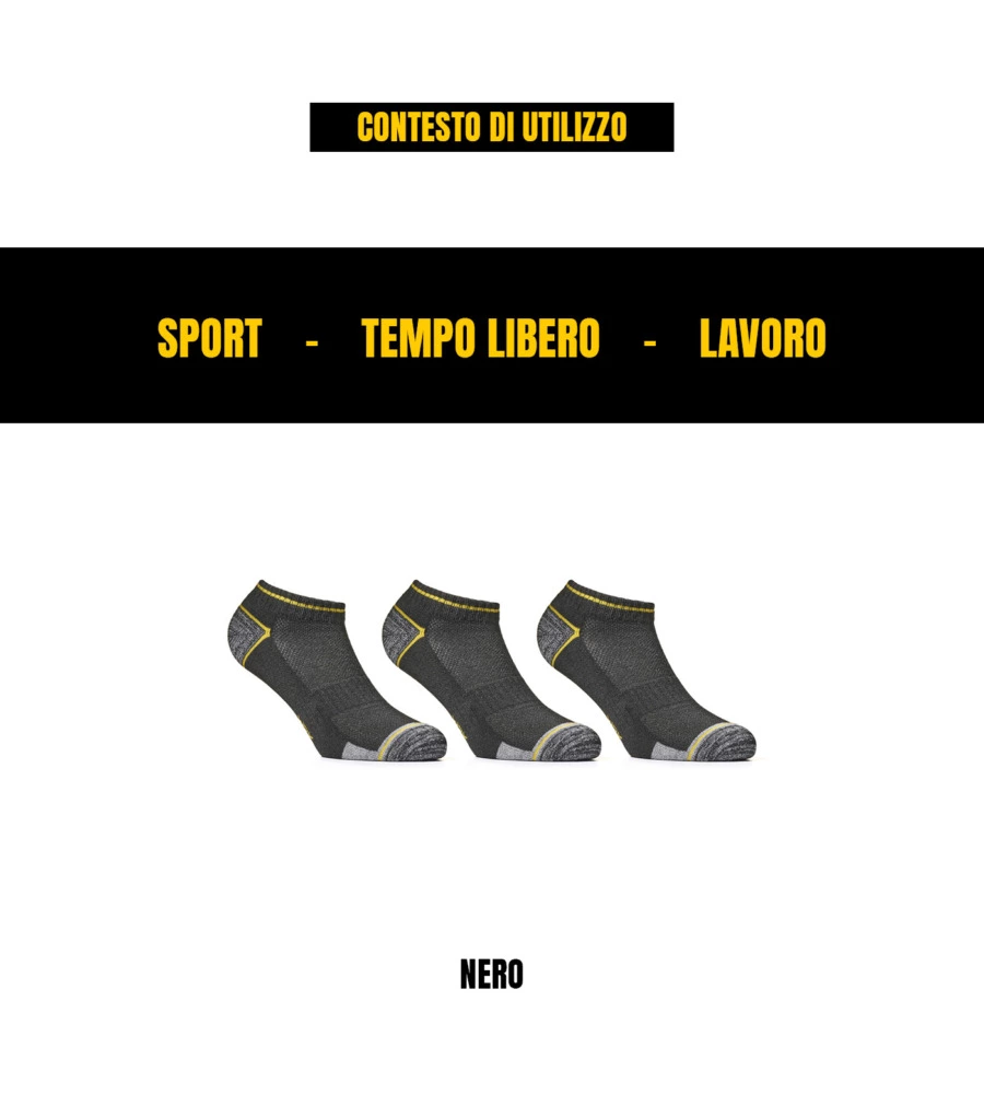 9 paia calza fantasmino da lavoro anti-infortunistica "wrk03" colore nero, tg 43/46 - wrk