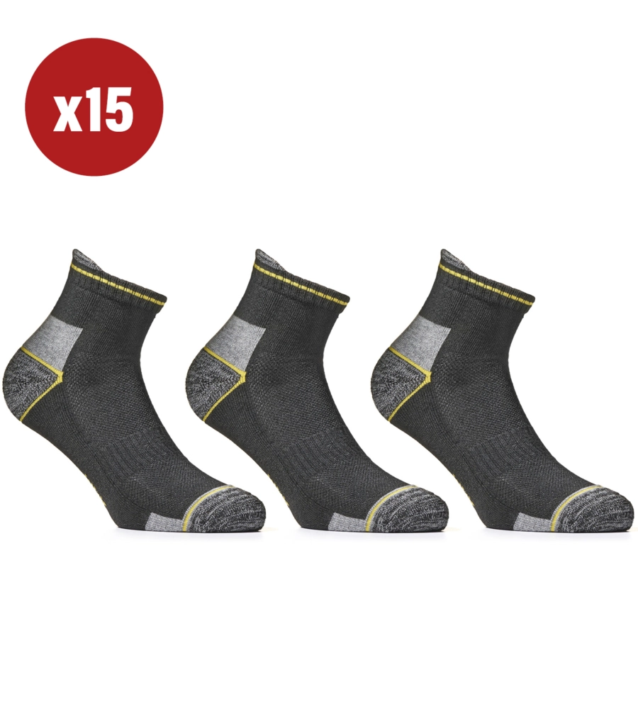15 paia calza cortissima da lavoro anti-infortunistica "wrk04" colore nero, tg 43/46 - wrk