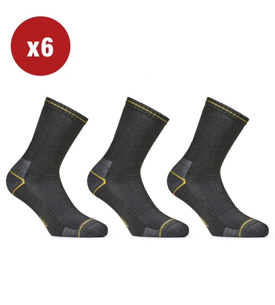 6 paia calza corta da lavoro anti-infortunistica "wrk05" colore nero, tg 39/42 - wrk