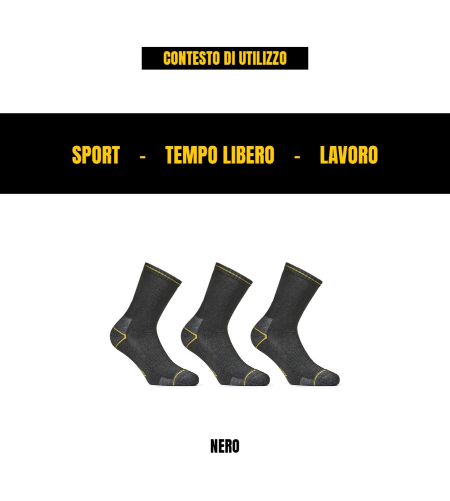 6 paia calza corta da lavoro anti-infortunistica "wrk05" colore nero, tg 39/42 - wrk