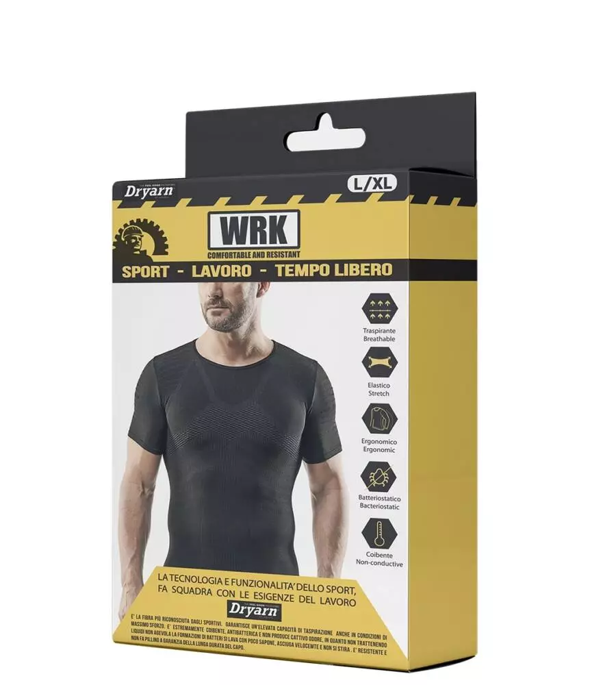 1 pezzo t-shirt uomo tecnica "wrk301" colore nero, tg l/xl - wrk