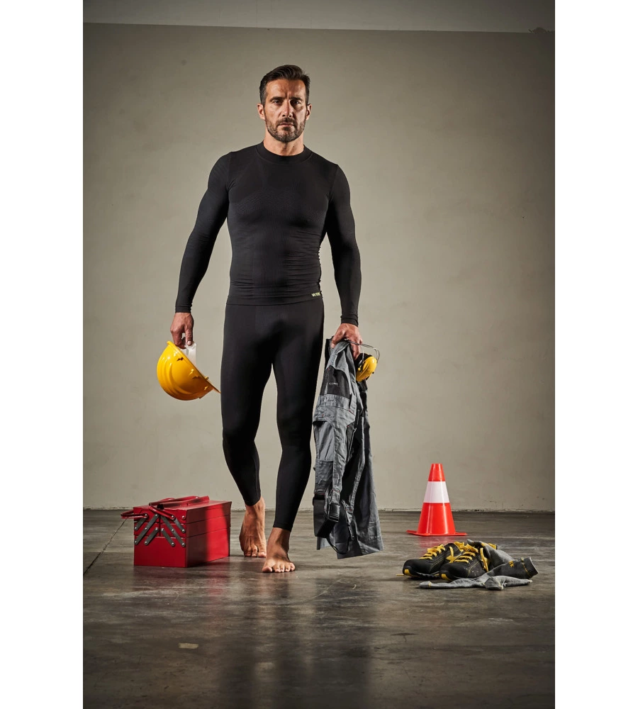 1 pezzo maglia tecnica "wrk302" nera con collo a lupetto, tg l/xl - wrk