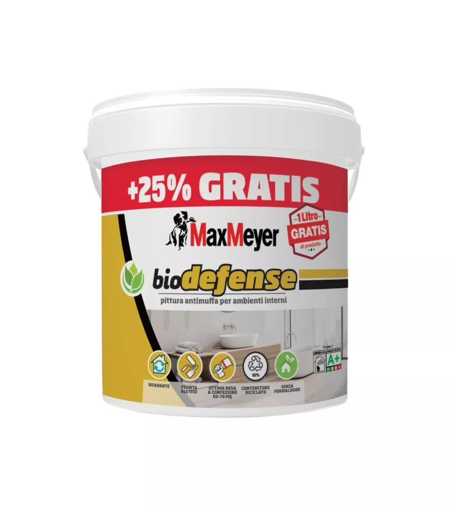 Pittura antimuffa max meyer "biodefence" bianco 5 lt