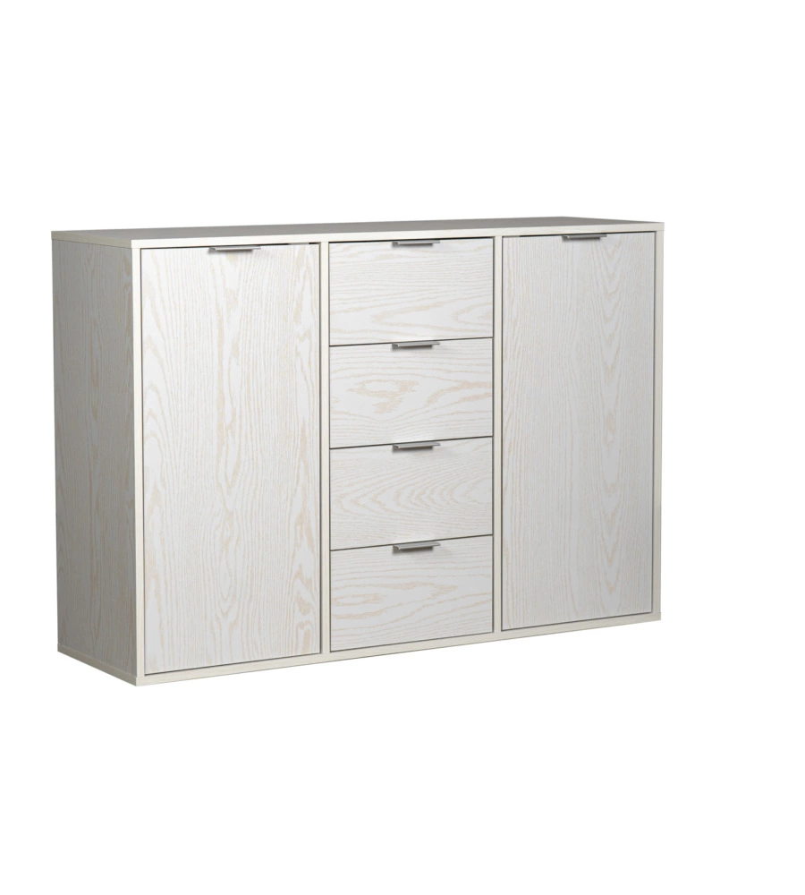 Madia 2 ante e 4 cassetti bellahome "kristy" bianco venato 116x35x80 cm