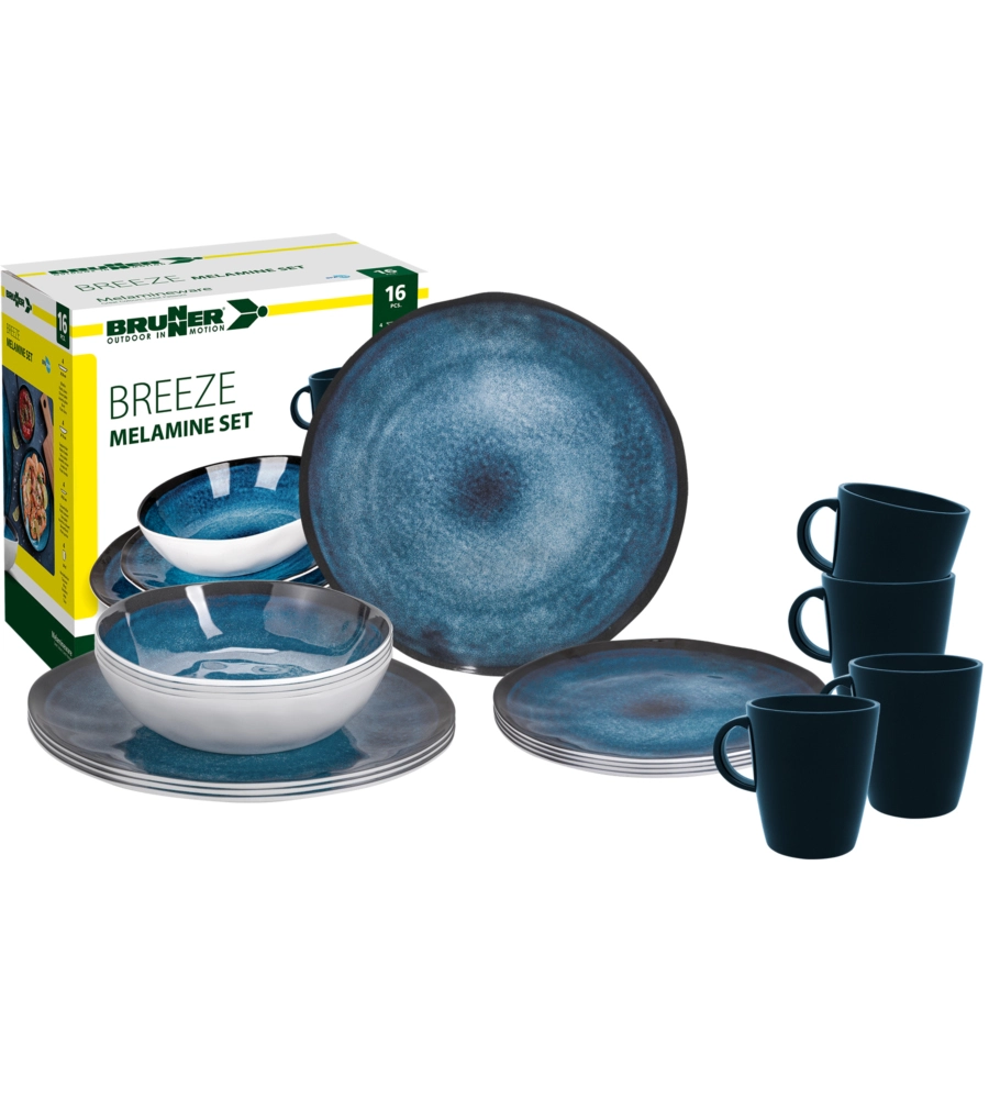 Set 16 stoviglie da campeggio brunner "breeze" in melamina