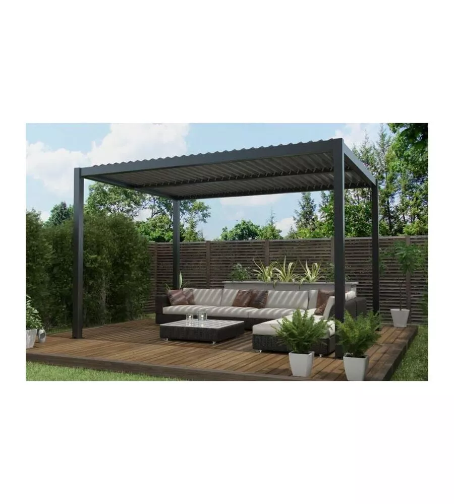 Pergola bioclimatica riviera "solanum plus" in alluminio antracite 300x400x240 cm