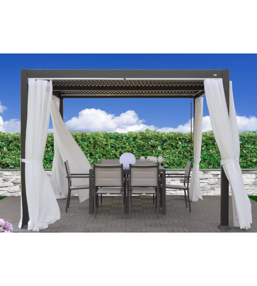 Pergola bioclimatica riviera "solanum plus" in alluminio antracite 300x400x240 cm