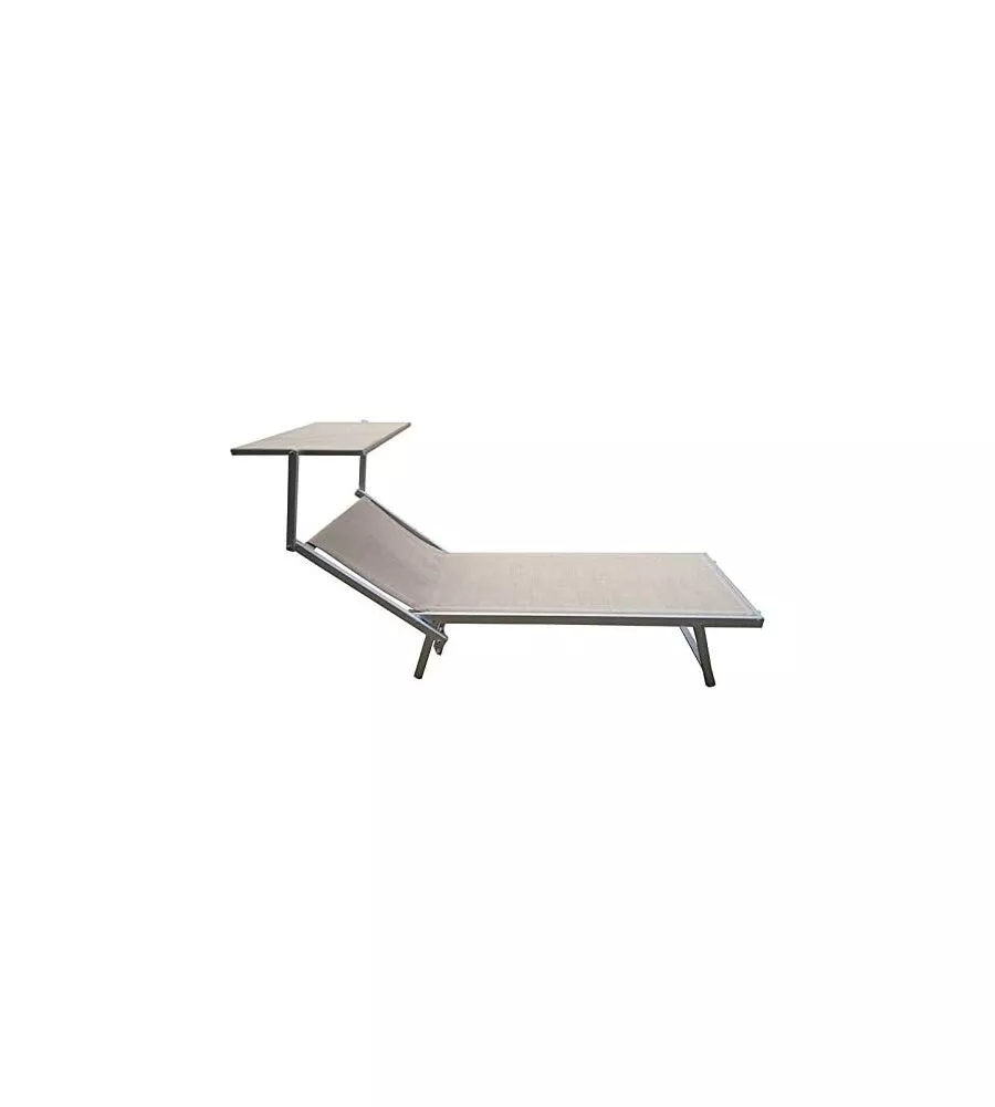 Lettino da esterno essenza "deluxe" con tettuccio in alluminio e textilene color beige 183x61x38 cm