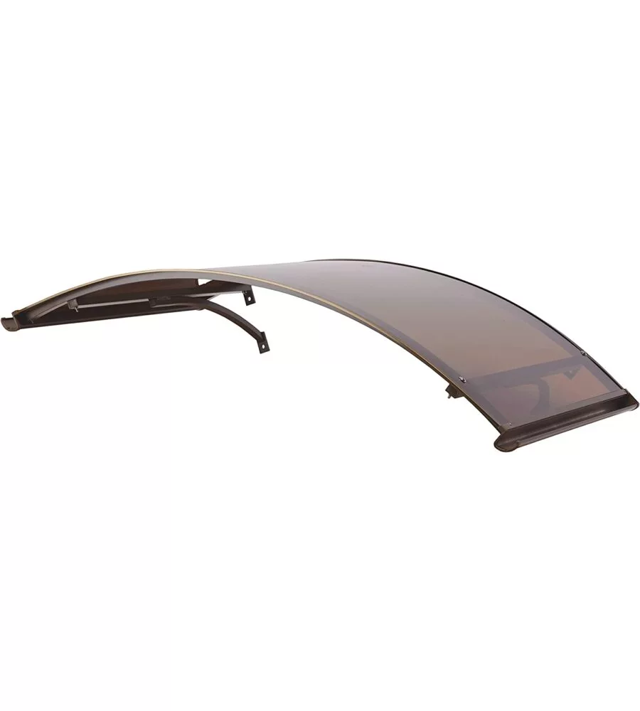 Pensilina da esterno ad arco essenza con supporto marrone e copertura in policarbonato compatto satinato bronzo, 160x120 cm