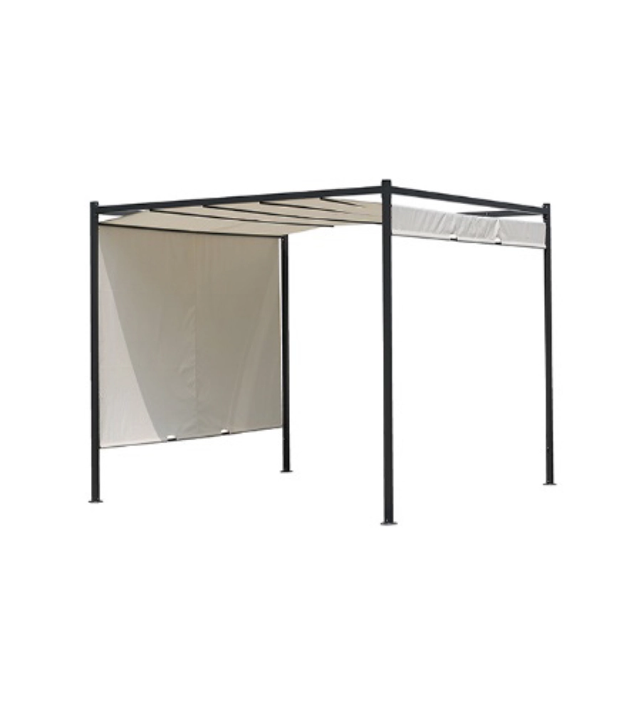 Gazebo da esterno "ravi" in acciaio e poliestere colore beige, 300x300x230 cm