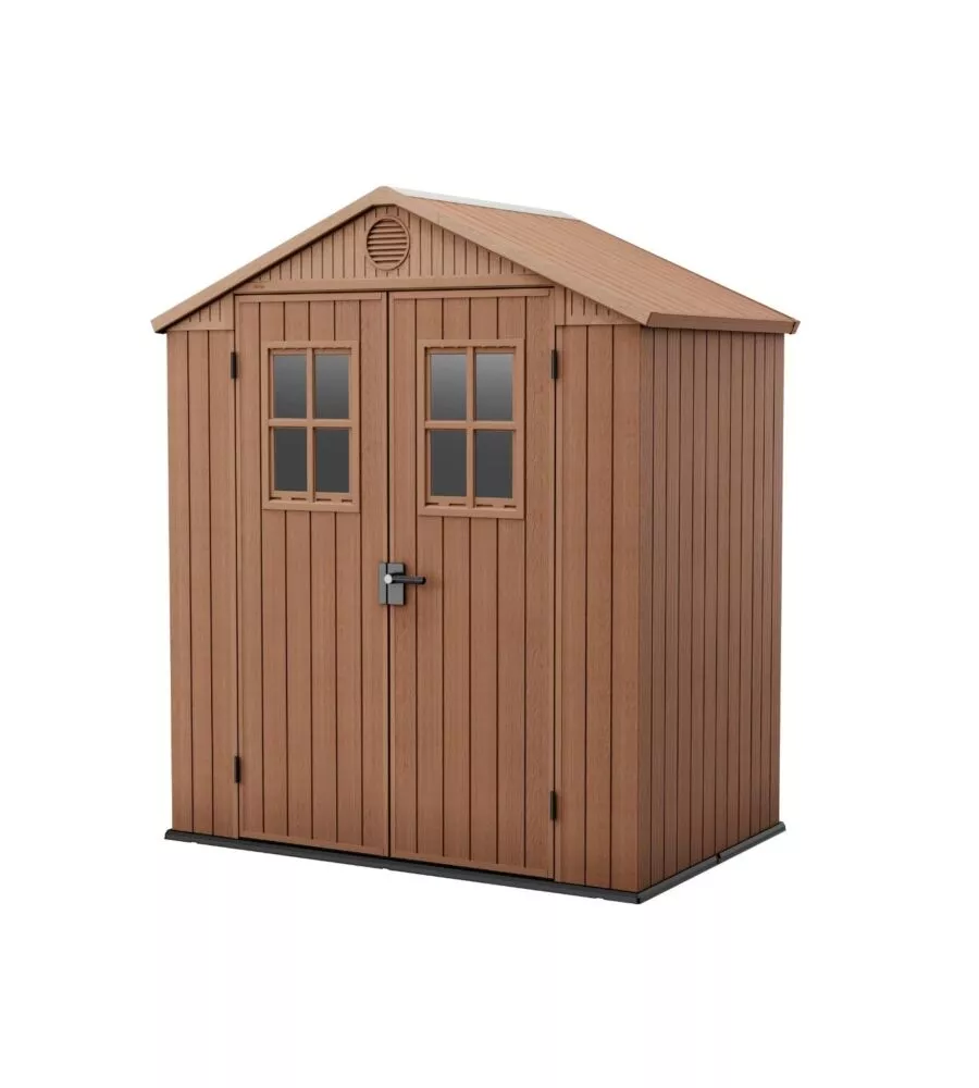 Casetta da giardino keter "darwin 6x4" in evotech+ colore marrone con porta battente doppia 190x122x221 cm