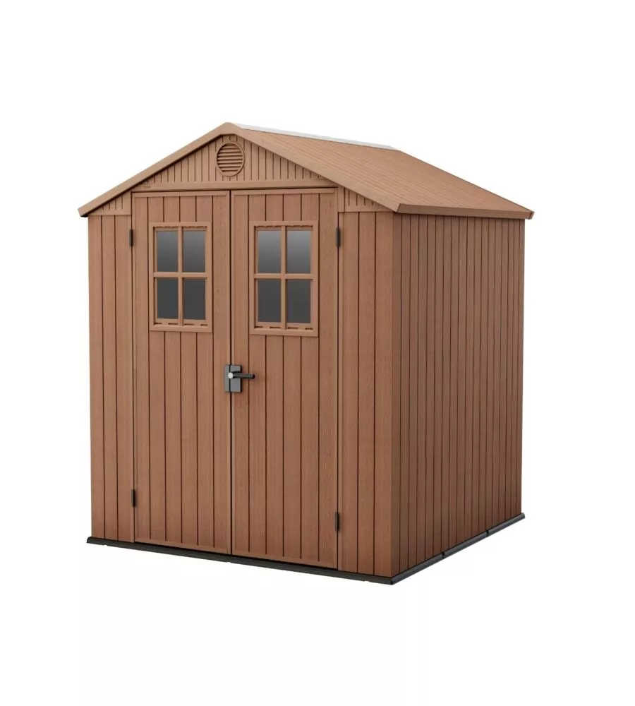 Casetta da giardino keter "darwin 6x6" in evotech+ colore marrone con porta battente doppia 190x183x221 cm