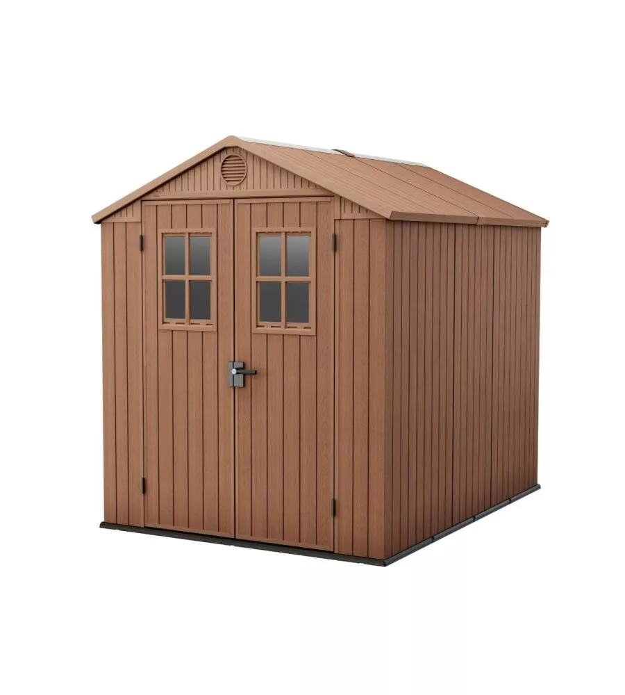 Casetta da giardino keter "darwin 6x8" in evotech+ colore marrone con porta battente doppia 190x244x221 cm