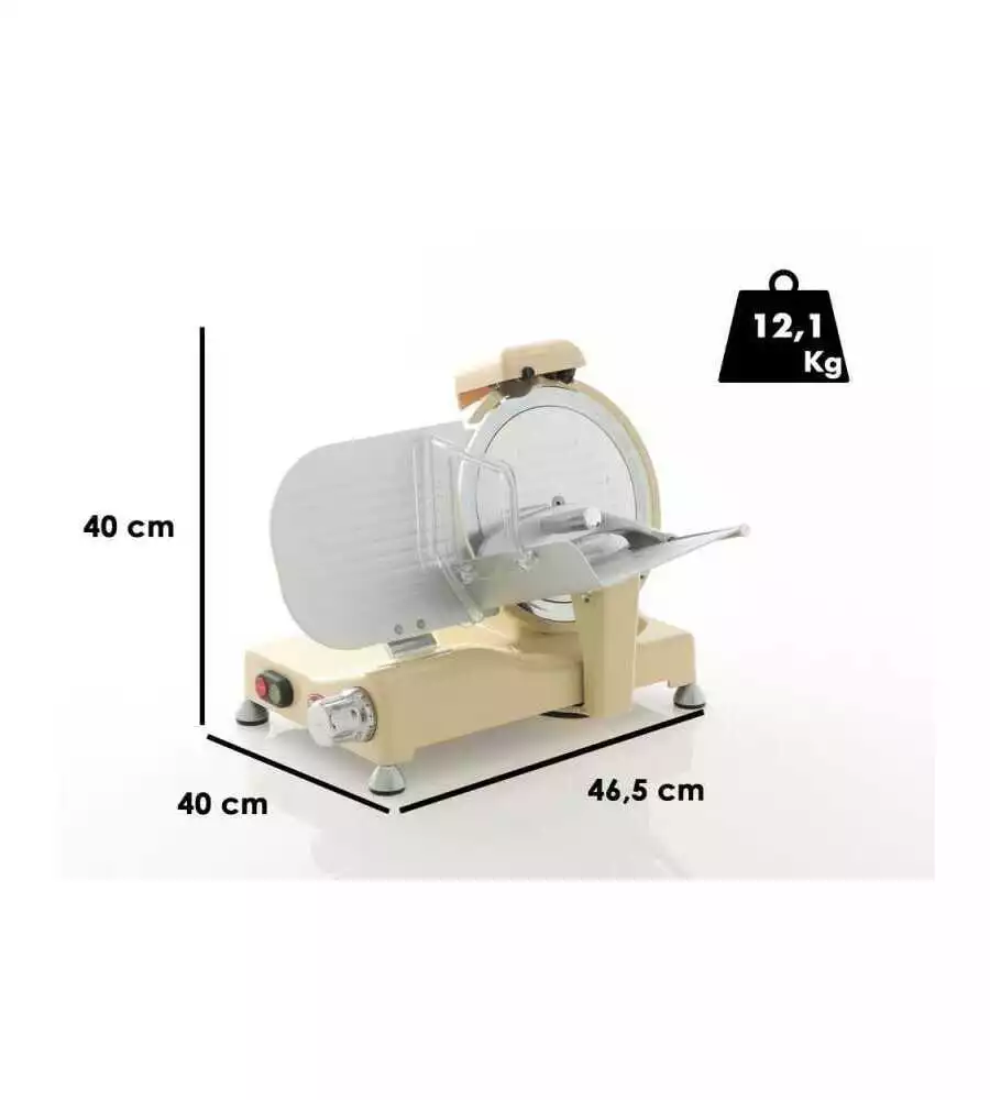 Affettatrice 'ivory vintage' avorio, con lama temperata 250 mm - 140w