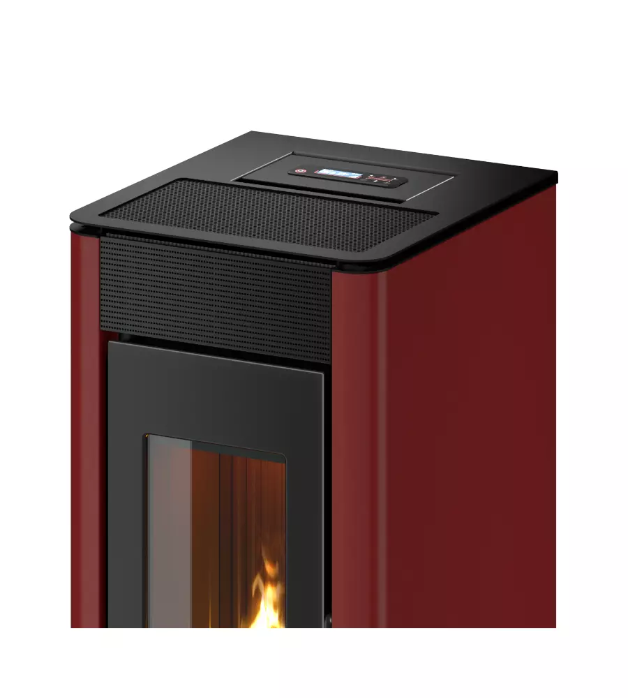 Stufa a pellet canalizzata ermetica freepoint "indaco" bordeaux 10,5 kw