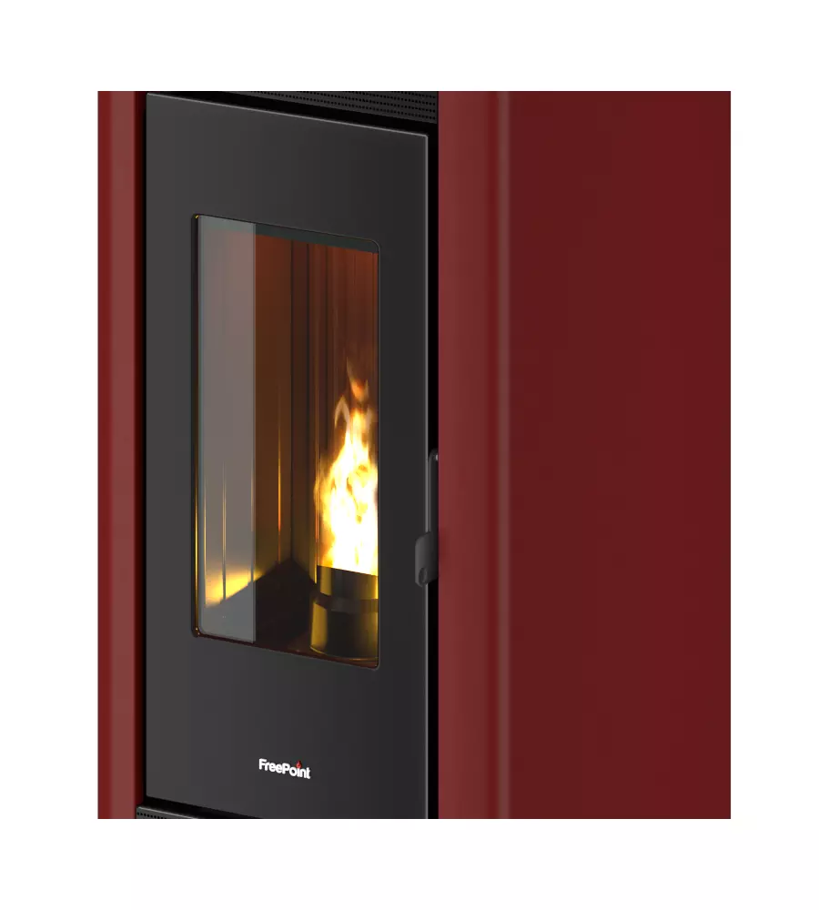 Stufa a pellet canalizzata ermetica freepoint "indaco" bordeaux 10,5 kw