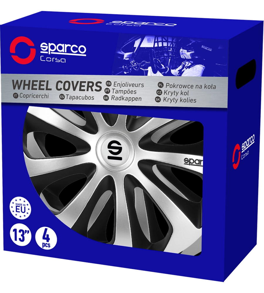 Copricerchi Nero Per Cerchioni 13 Pollici - Borchie In Plastica Di Alta Qualit&agrave;, Made In EU