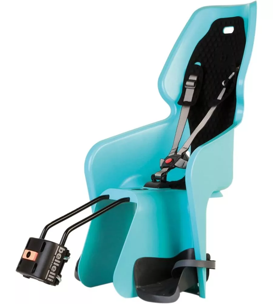 Seggiolino posteriore per bicicletta bellelli "lotus" sky blue, portata massima 22 kg