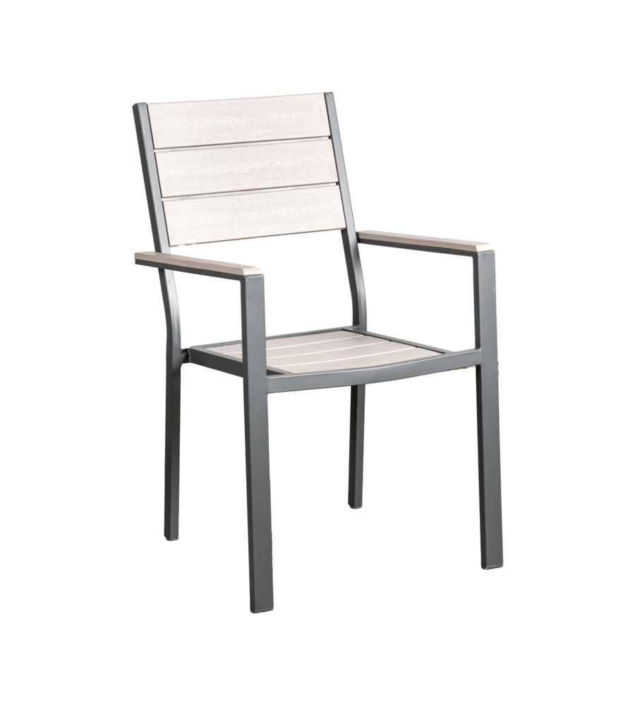 Set da esterno eurogarden "ibisco" effetto legno tortora 6 sedute e tavolo