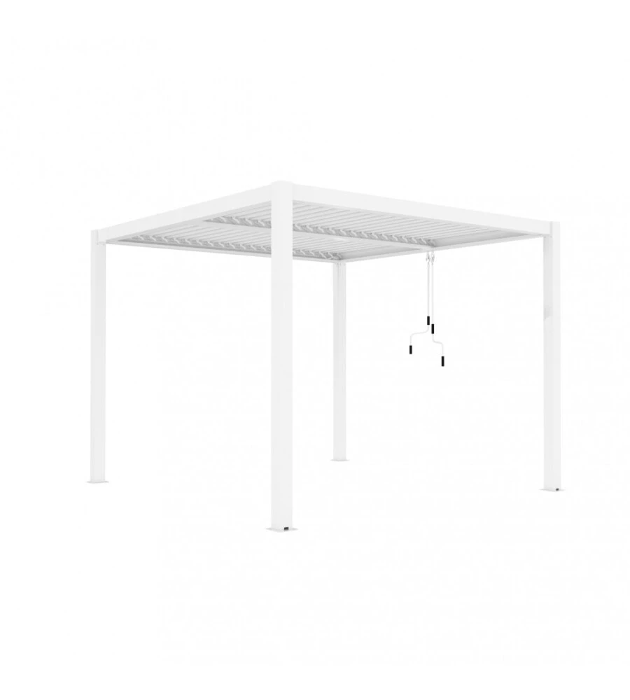 Gazebo pergola bioclimatica da esterno elica garden bianca in alluminio - 3x3x2,5 m