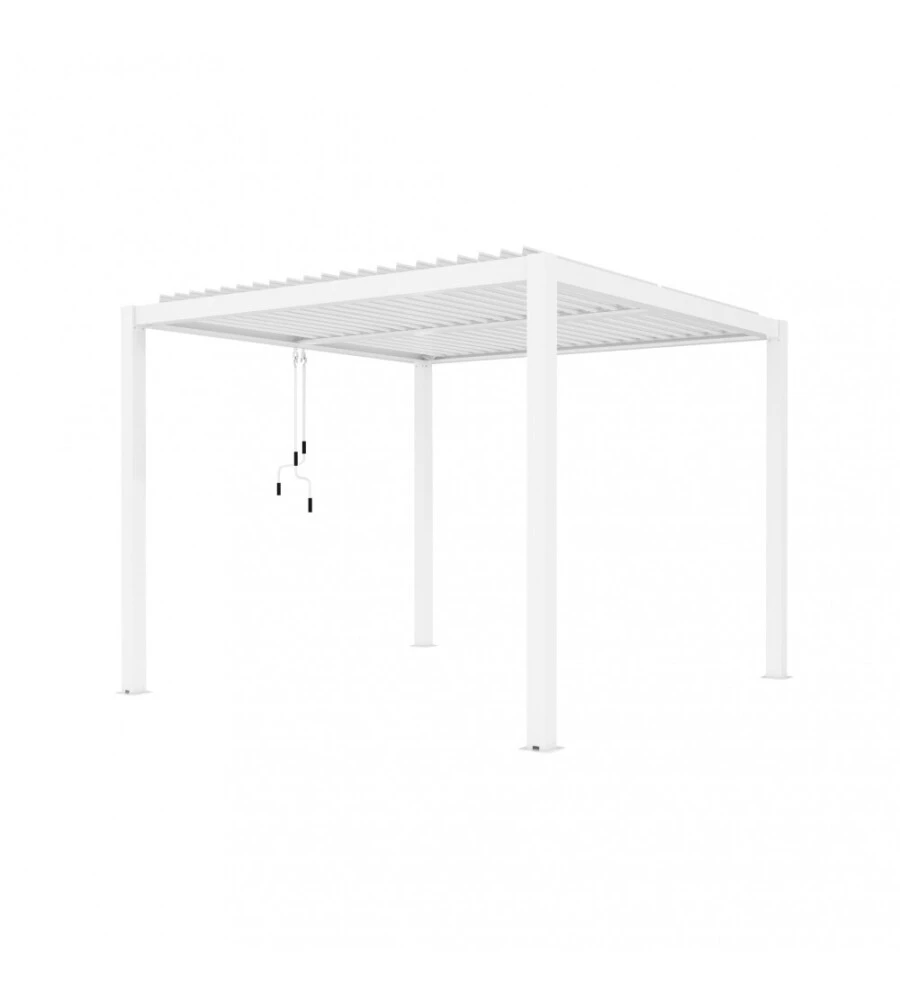 Gazebo pergola bioclimatica da esterno elica garden bianca in alluminio - 3x3x2,5 m