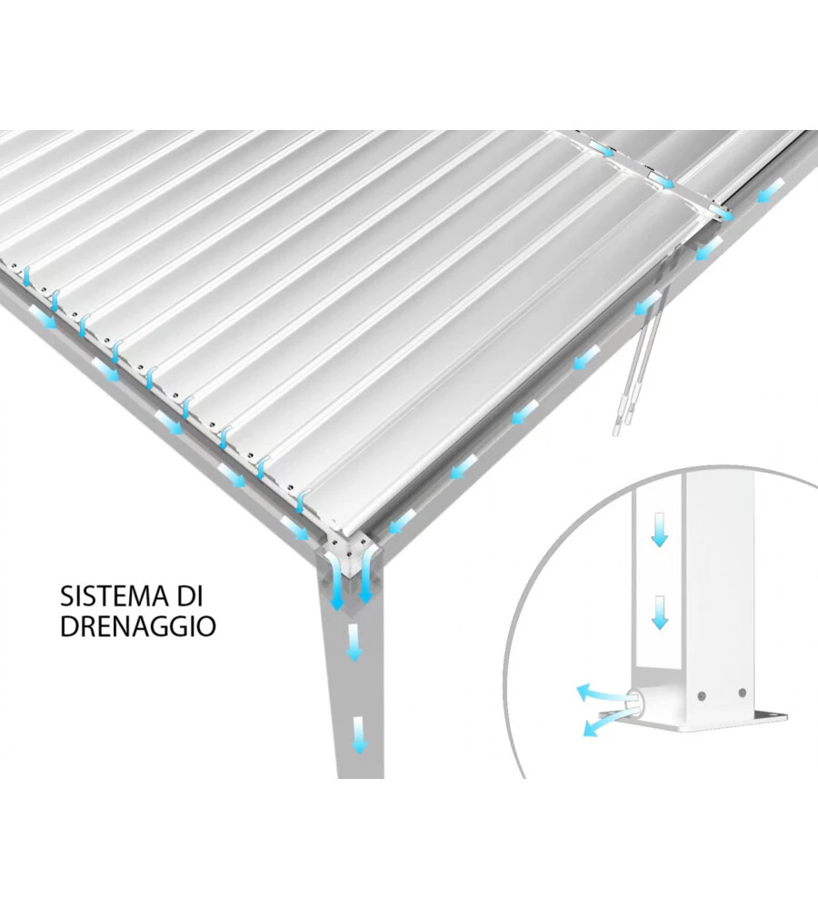 Gazebo pergola bioclimatica da esterno elica garden bianca in alluminio - 3x3x2,5 m