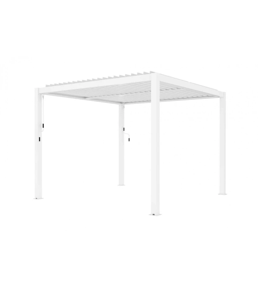 Gazebo pergola bioclimatica da esterno elica garden bianca in alluminio - 4x4 m
