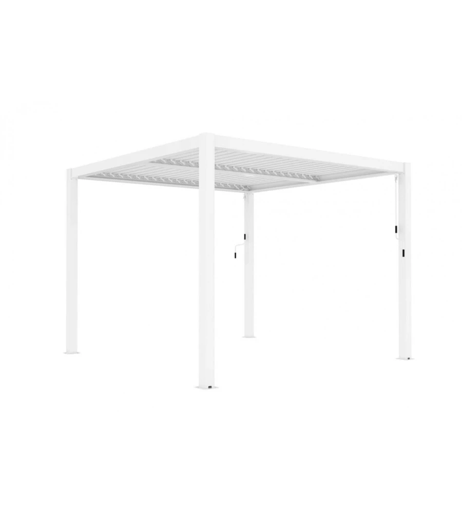 Gazebo pergola bioclimatica da esterno elica garden bianca in alluminio - 4x4 m