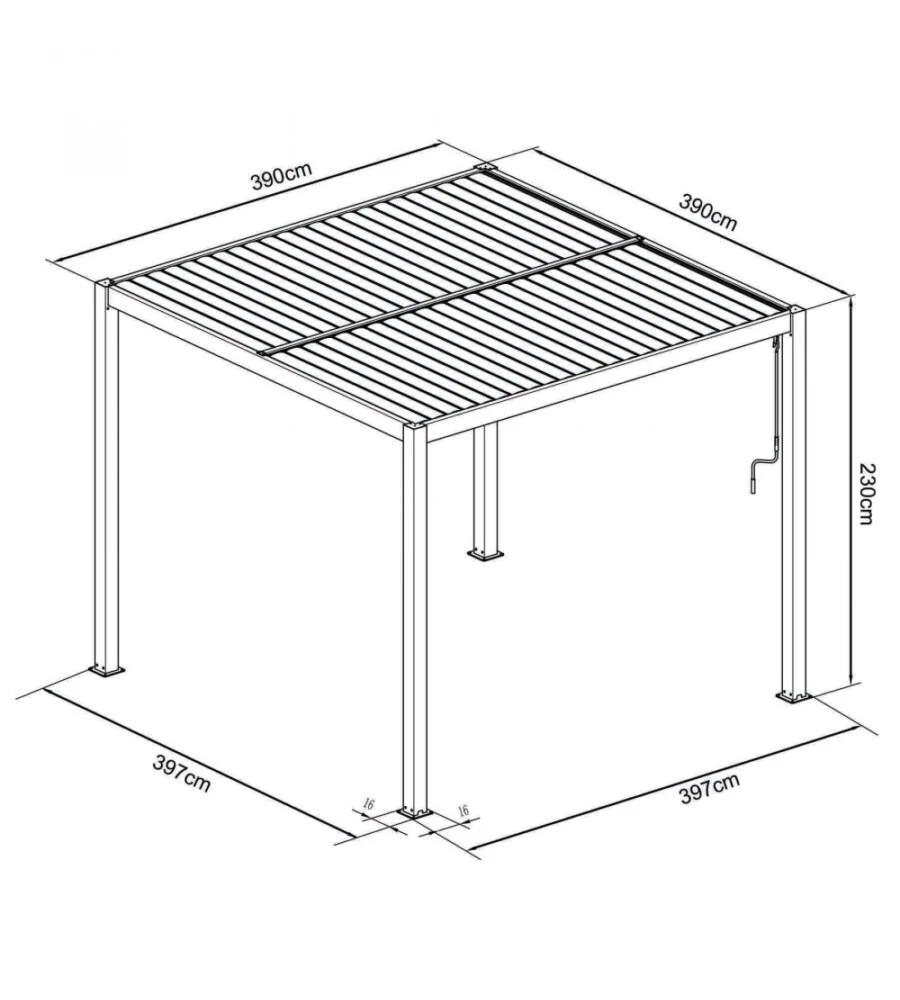 Gazebo pergola bioclimatica da esterno elica garden bianca in alluminio - 4x4 m