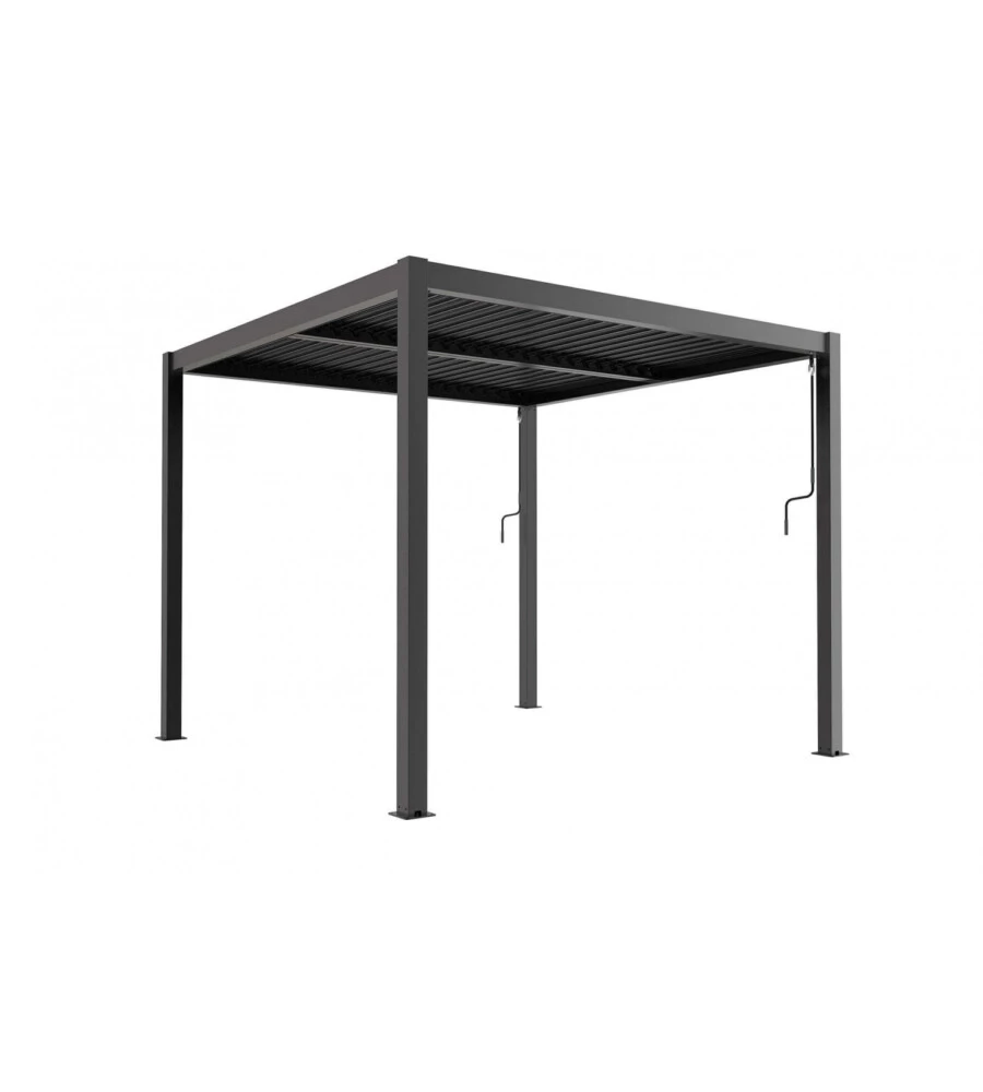 Gazebo pergola bioclimatica da esterno elica garden antracite in alluminio - 4x4 m