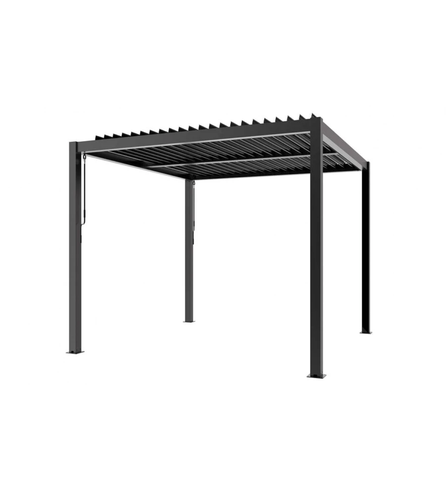 Gazebo pergola bioclimatica da esterno elica garden antracite in alluminio - 4x4 m