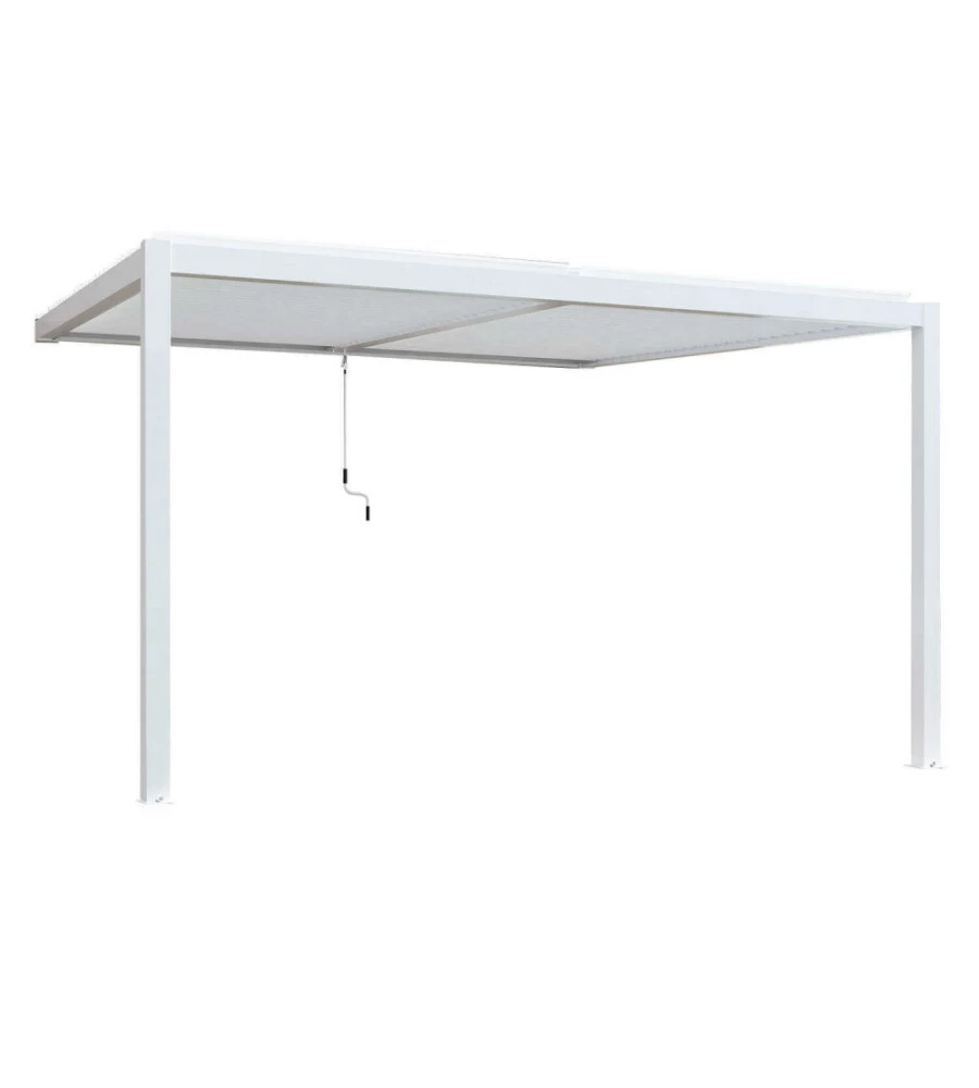 Gazebo pergola bioclimatica da esterno addossata elica garden bianco in alluminio - 4x4 m