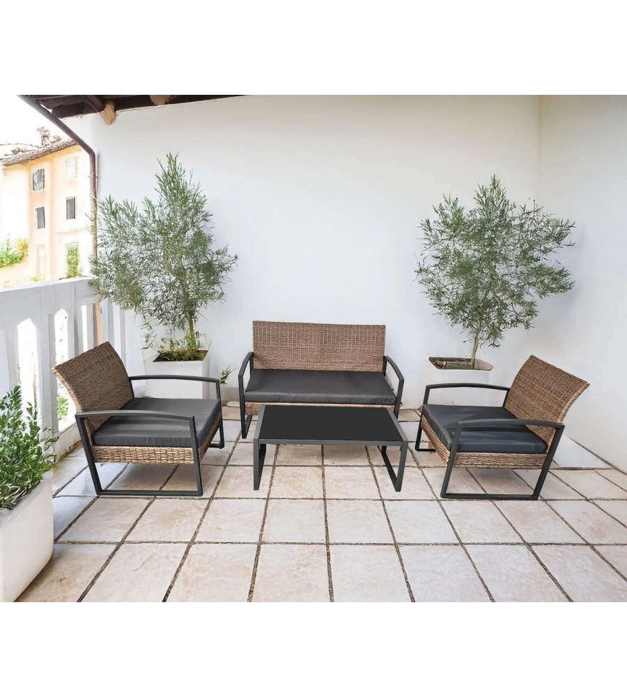 Set da giardino eurogarden "iris" miele 4 sedute e tavolino