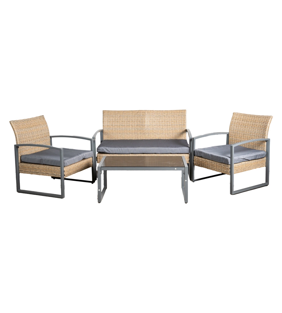 Set da giardino eurogarden "iris" miele 4 sedute e tavolino