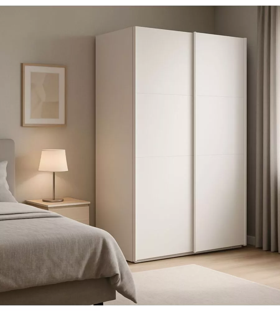 Armadio "ghost" bianco con ante scorrevoli, 116x59x203 cm