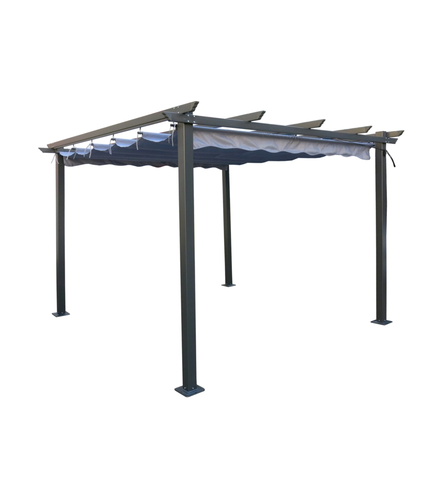 Gazebo pergola da esterno eurogarden "daiana" in acciaio grigio 3x3 m