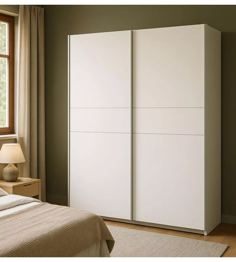 Armadio "ghost" bianco con ante scorrevoli, 178x59x203 cm