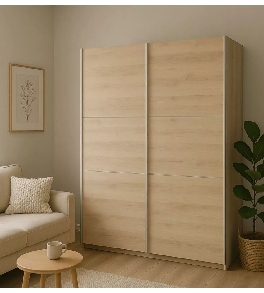Armadio "ghost" quercia con ante scorrevoli, 178x59x203 cm
