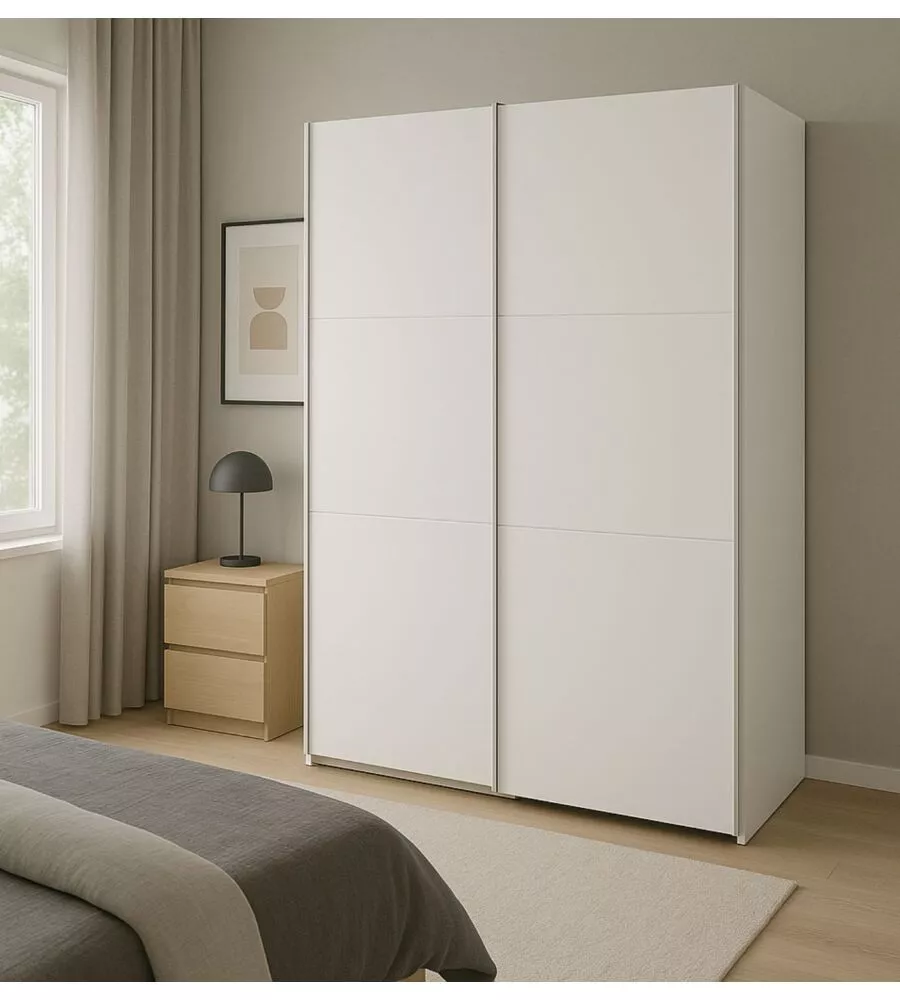 Armadio "ghost" bianco con ante scorrevoli, 194x59x203 cm