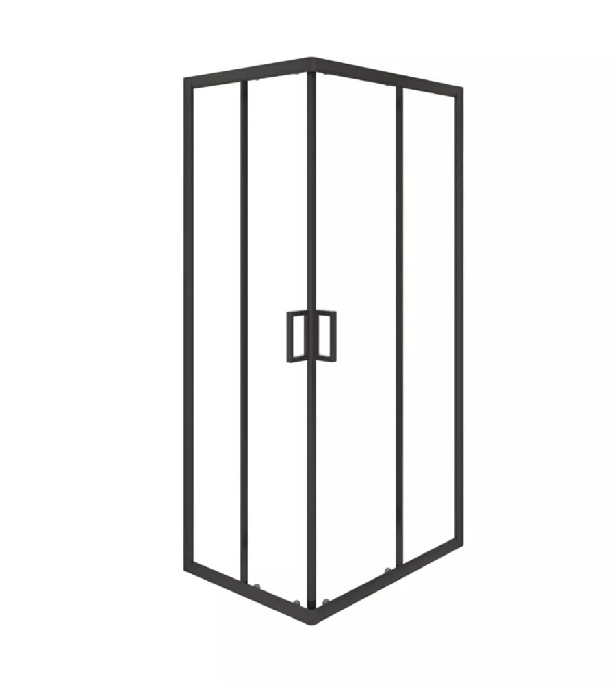 Box doccia angolare nero con vetro trasparente 70x90x185 cm