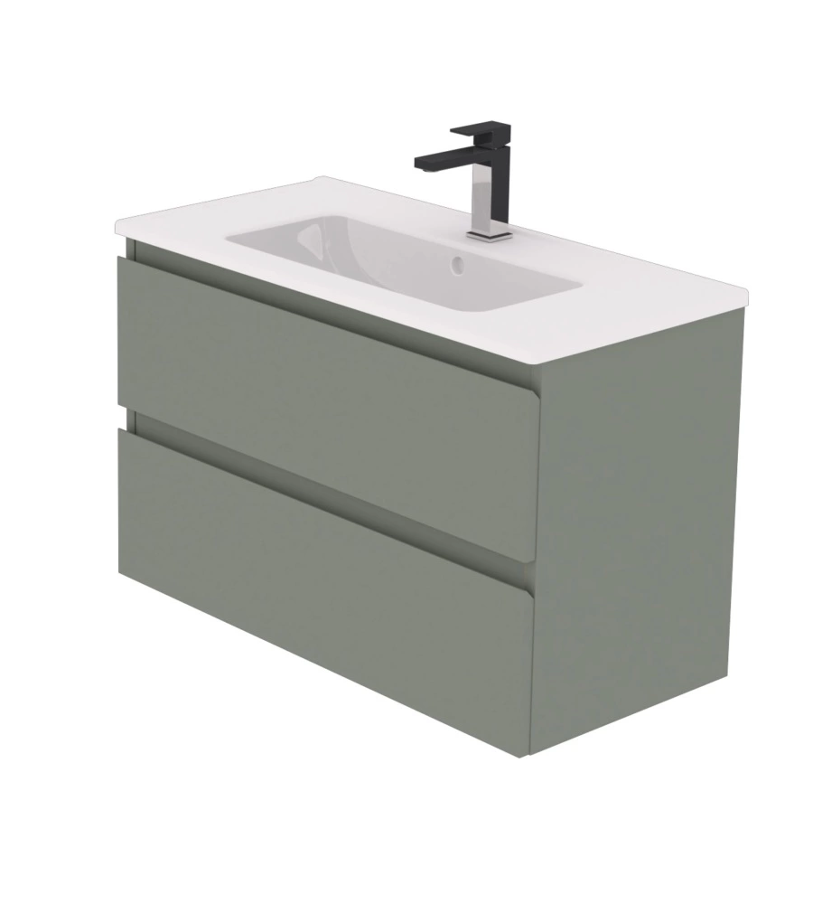 Mobile bagno "leonardo" verde, 80 cm