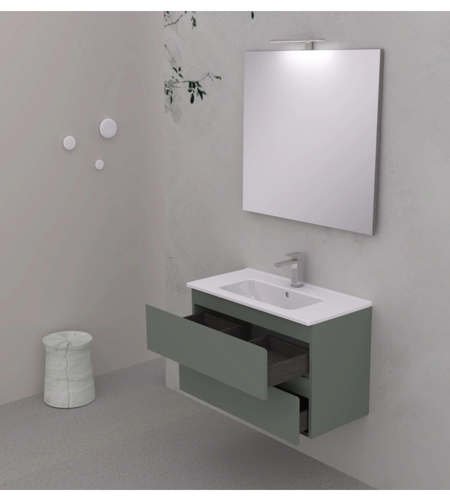 Mobile bagno "leonardo" verde, 80 cm