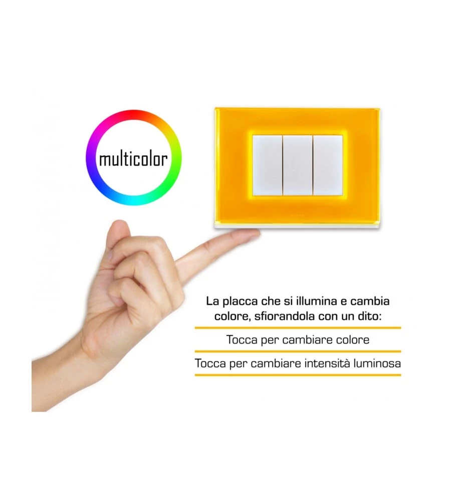 Placca luminosa beghelli "brain classic 3f" con 15 colori e illuminazione d'emergenza