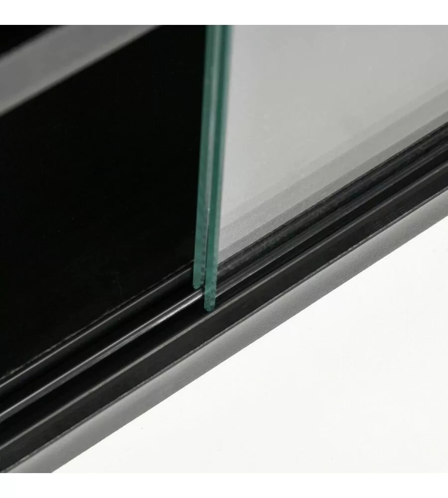 Vetrinetta espositore per collezionismo bellahome nero con ante in vetro temperato 80x11x60 cm