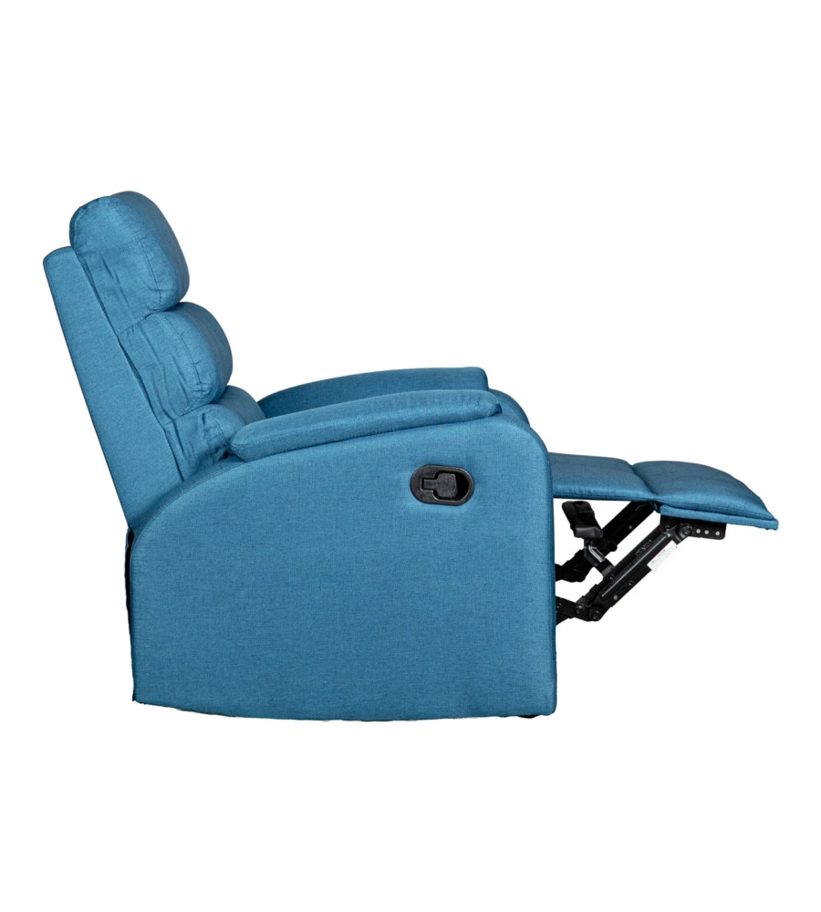 Poltrona bellahome "chiara" con recliner in tessuto colore ottanio, 71x95x98 cm