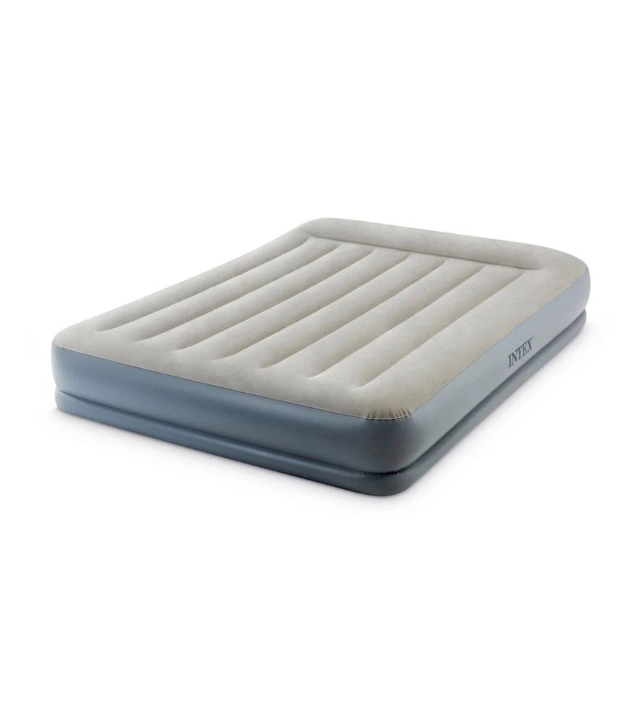 Materasso matrimoniale autogonfiante intex "airbed dura-beam pillow rest mid-rise" colore crema e pompa integrata 152x203x30 cm - cod. 64118nd