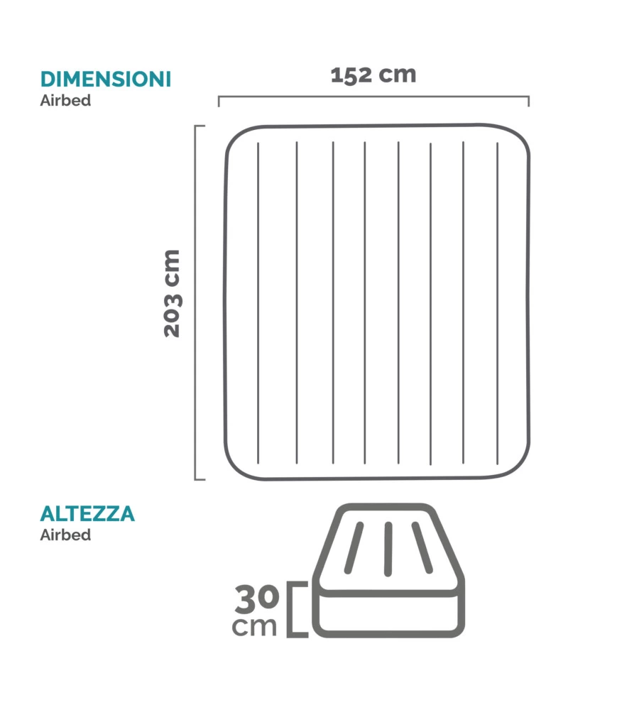 Materasso matrimoniale autogonfiante intex "airbed dura-beam pillow rest mid-rise" colore crema e pompa integrata 152x203x30 cm - cod. 64118nd