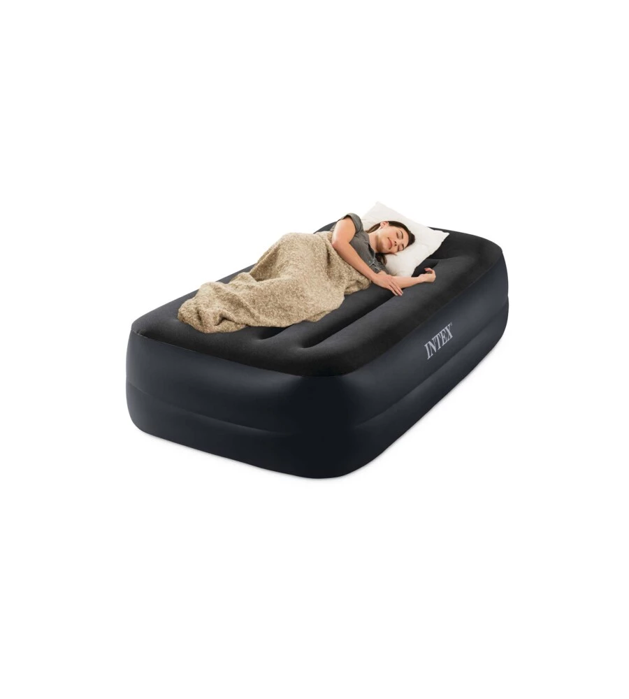 Materasso singolo autogonfiante intex "airbed dura-beam pillow rest raised" colore blu scuro, 99x191x42 cm - cod. 64122nd