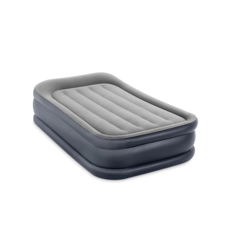 Materasso singolo autogonfiante intex "airbed dura-beam pillow rest raised" grigio chiaro 99x191x42 cm - cod. 64132nd