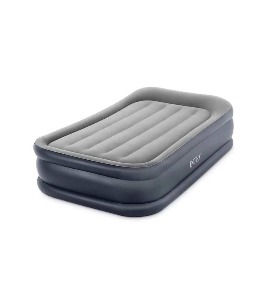 Materasso singolo autogonfiante intex "airbed dura-beam pillow rest raised" grigio chiaro 99x191x42 cm - cod. 64132nd